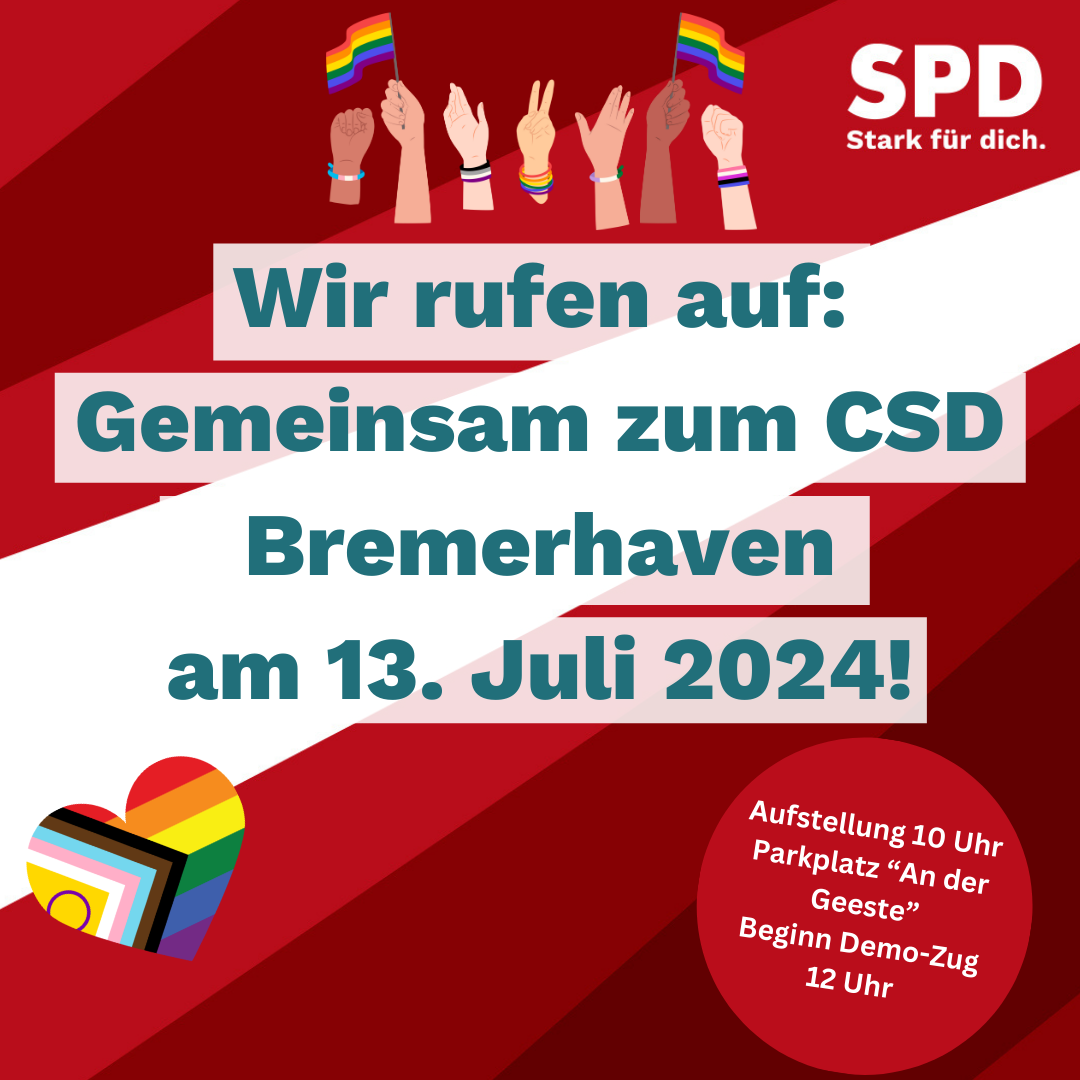 Aufruf zum CSD Bremerhaven am 13. Juli 2024