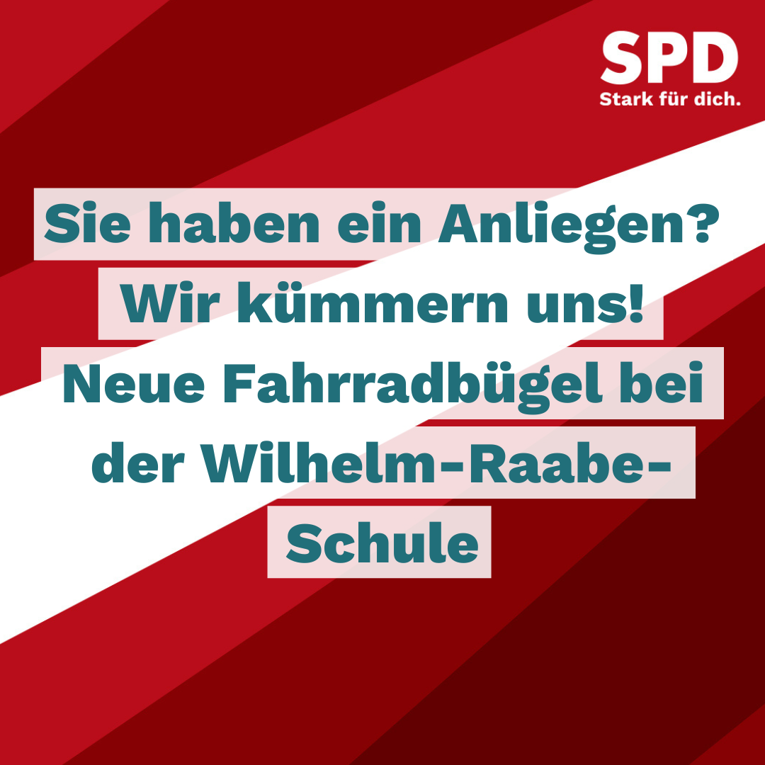 Sie haben ein Anliegen? Wir kümmern uns! Neue Fahrradbügel bei der Wilhelm-Raabe-Schule aufgestellt