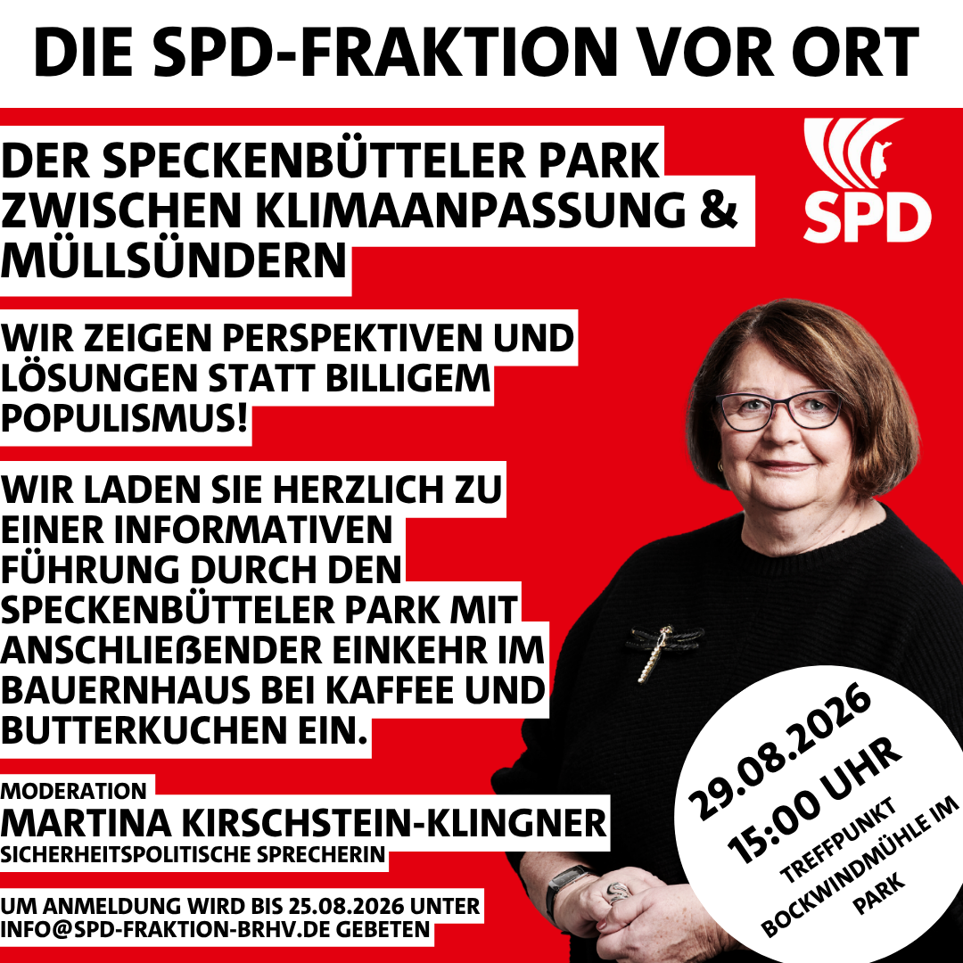 SPD-Fraktion vor Ort mit Martina Kirschstein-Klingner: Der Speckenbütteler Park zwischen Klimaanpassung und Müllsündern